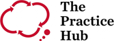 A red and white logo for the praxis hub.